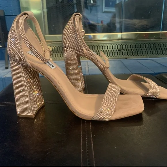 Steve Madden Rhinestone Heeled Sandals. Worn once for about 3hrs. - Picture 1 of 4